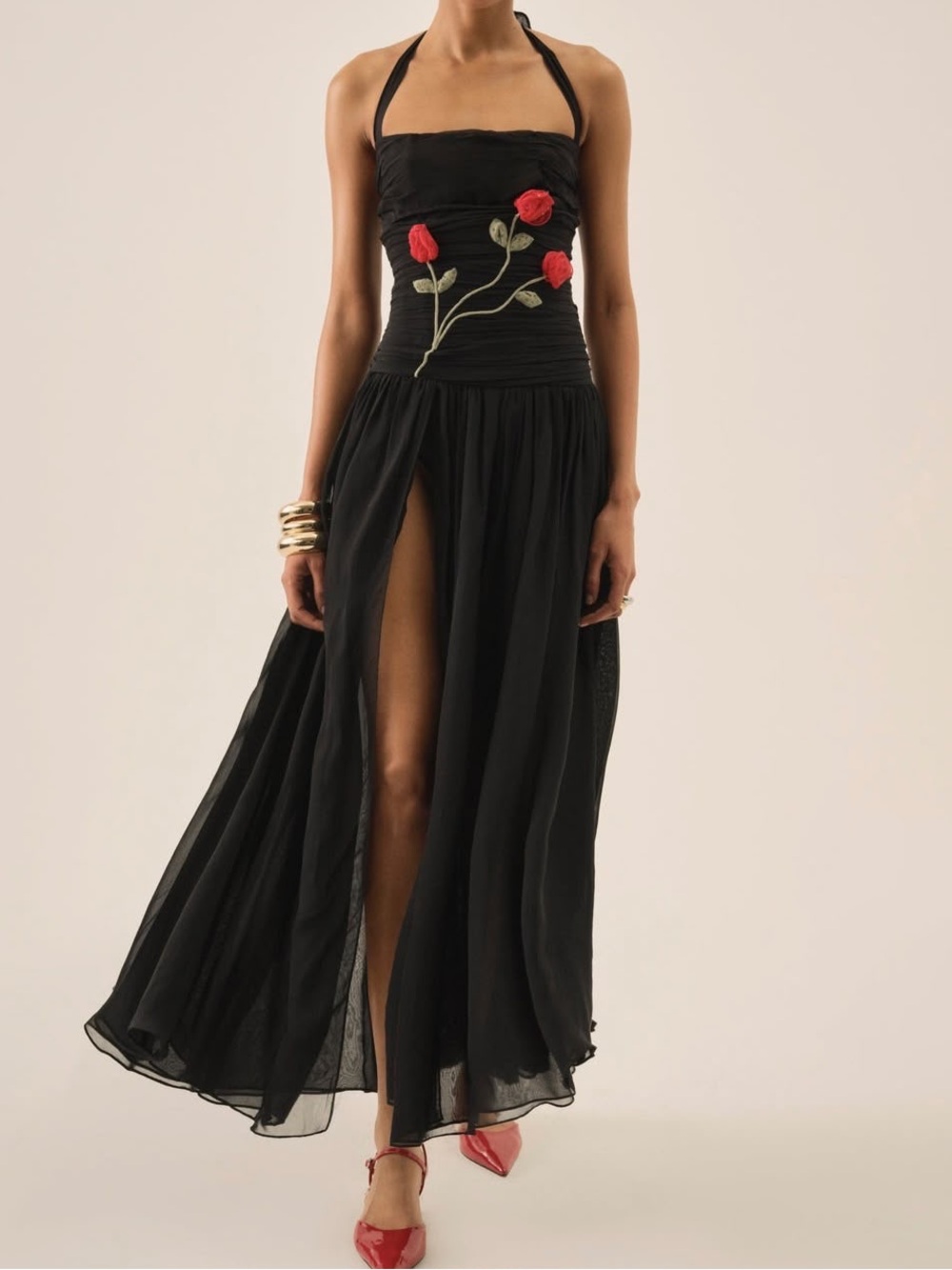 For Love & Lemons Ophelie Organza Maxi Dress Black Size S